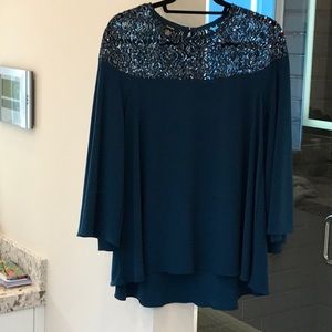 Alfani Women’s Sequined Flare-Sleeve Swing Top